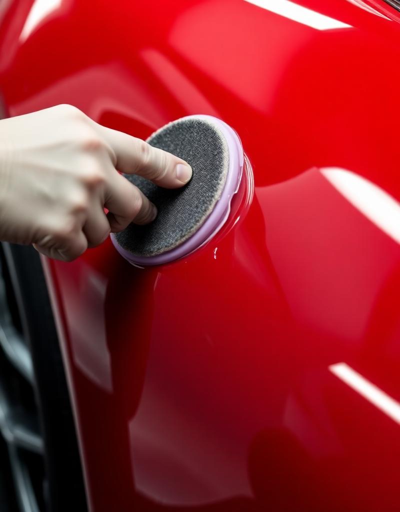 Ceramic coating on red sports car