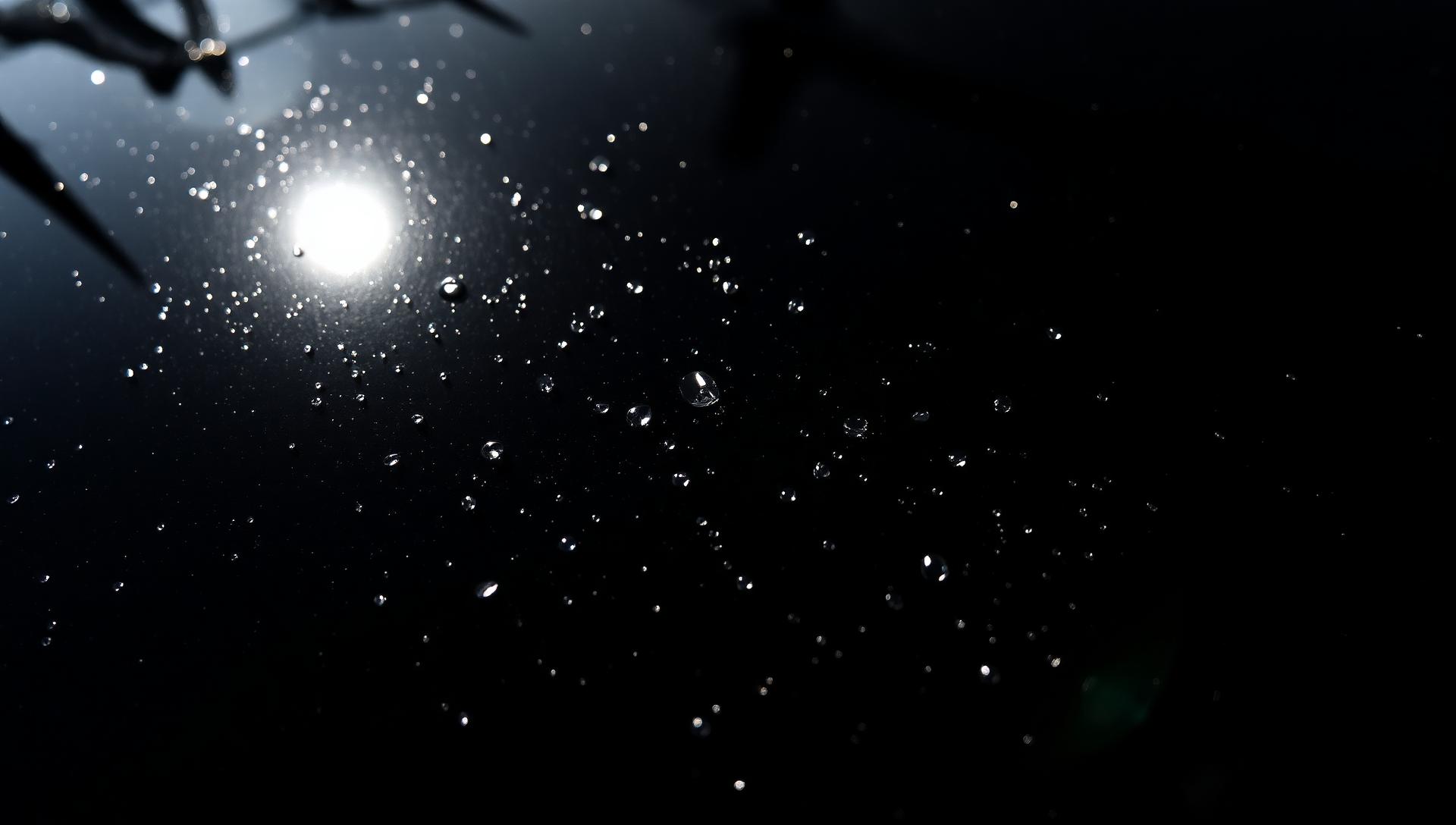 Water beading off a freshly detailed car hood